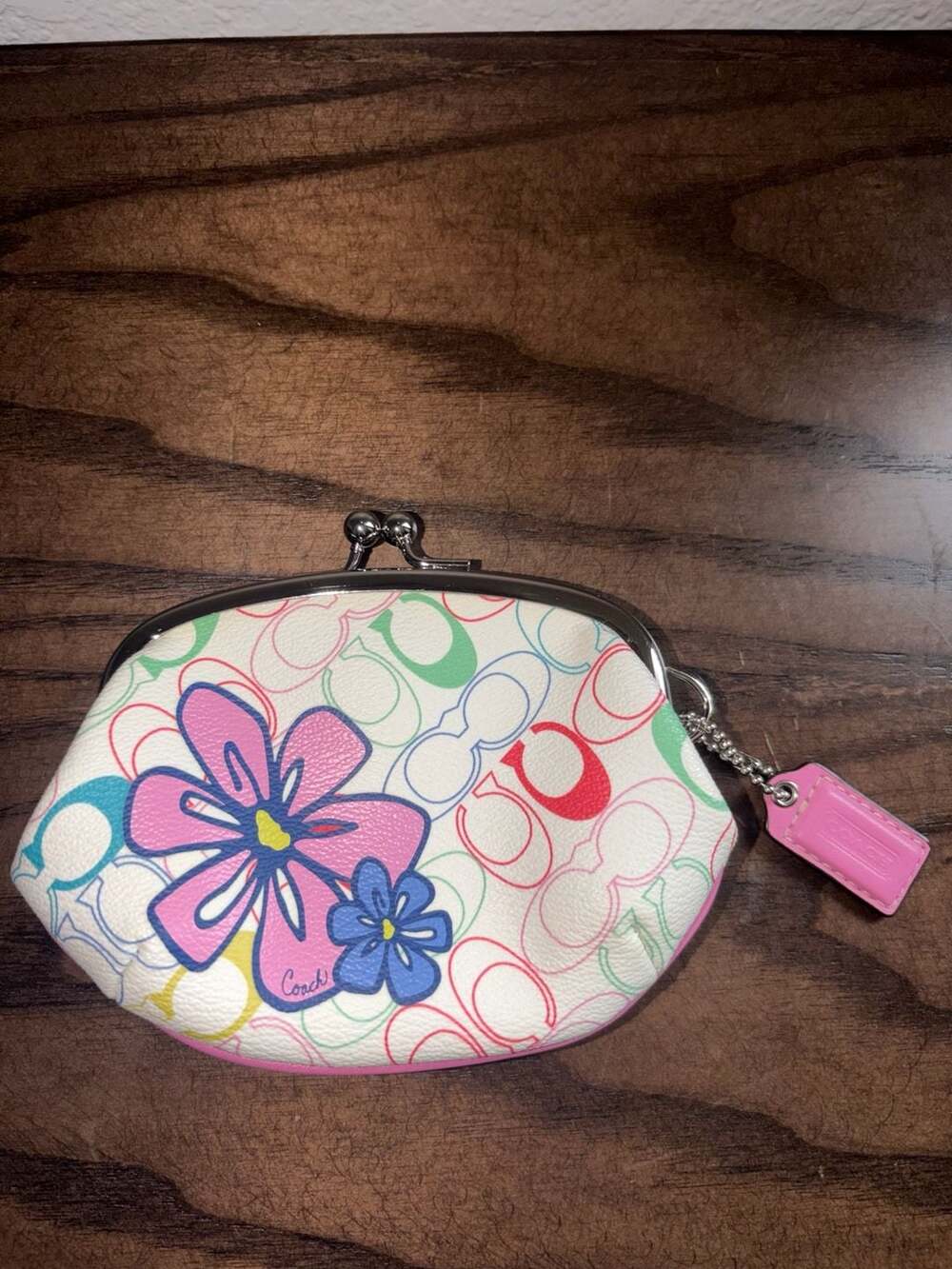 Coach Signature Floral Print Coated Canvas Kisslock Coin Purse